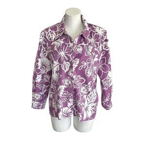 Alfred Dunner Women's Purple Floral Button-Up Jacket Size 14